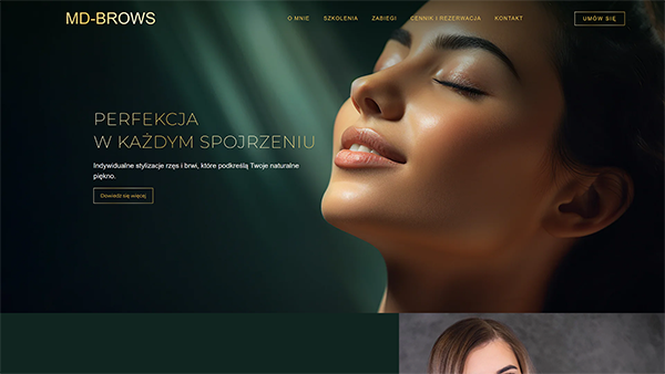 Realizacja MD-Brows — strona dla stylistki brwi i rzęs