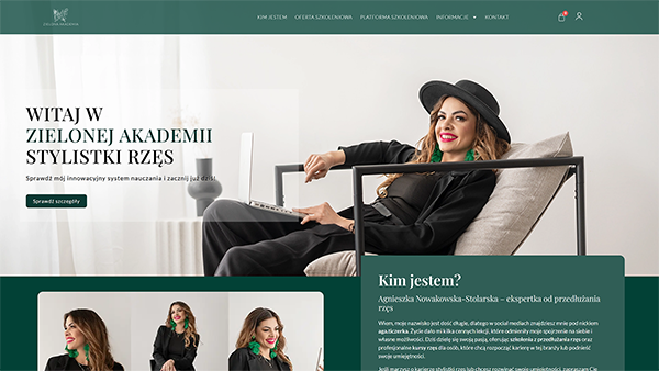 Realizacja Zielona Akademia Stylistki Rzęs — platforma szkoleniowa beauty